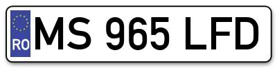 Placuta inmatriculare numar auto  MS-965-LFD, MS 965 LFD, MS965LFD