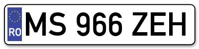 Placuta inmatriculare numar auto  MS-966-ZEH, MS 966 ZEH, MS966ZEH