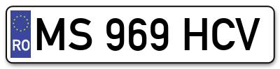Placuta inmatriculare numar auto  MS-969-HCV, MS 969 HCV, MS969HCV