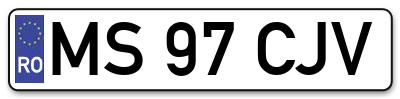 Placuta inmatriculare numar auto  MS-97-CJV, MS 97 CJV, MS97CJV