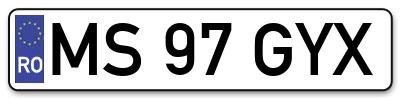 Placuta inmatriculare numar auto  MS-97-GYX, MS 97 GYX, MS97GYX