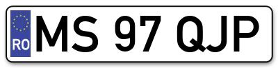 Placuta inmatriculare numar auto  MS-97-QJP, MS 97 QJP, MS97QJP