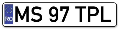 Placuta inmatriculare numar auto  MS-97-TPL, MS 97 TPL, MS97TPL