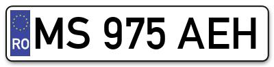 Placuta inmatriculare numar auto  MS-975-AEH, MS 975 AEH, MS975AEH