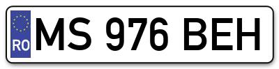 Placuta inmatriculare numar auto  MS-976-BEH, MS 976 BEH, MS976BEH