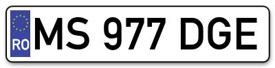Placuta inmatriculare numar auto  MS-977-DGE, MS 977 DGE, MS977DGE