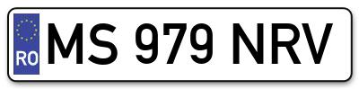 Placuta inmatriculare numar auto  MS-979-NRV, MS 979 NRV, MS979NRV
