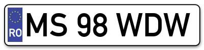 Placuta inmatriculare numar auto  MS-98-WDW, MS 98 WDW, MS98WDW