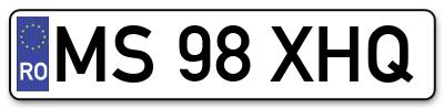 Placuta inmatriculare numar auto  MS-98-XHQ, MS 98 XHQ, MS98XHQ