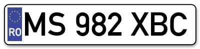 Placuta inmatriculare numar auto  MS-982-XBC, MS 982 XBC, MS982XBC