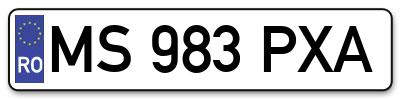 Placuta inmatriculare numar auto  MS-983-PXA, MS 983 PXA, MS983PXA