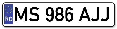 Placuta inmatriculare numar auto  MS-986-AJJ, MS 986 AJJ, MS986AJJ