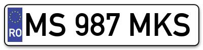 Placuta inmatriculare numar auto  MS-987-MKS, MS 987 MKS, MS987MKS