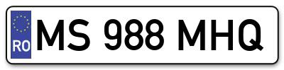 Placuta inmatriculare numar auto  MS-988-MHQ, MS 988 MHQ, MS988MHQ