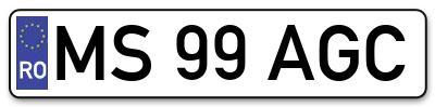 Placuta inmatriculare numar auto  MS-99-AGC, MS 99 AGC, MS99AGC