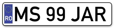 Placuta inmatriculare numar auto  MS-99-JAR, MS 99 JAR, MS99JAR