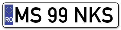 Placuta inmatriculare numar auto  MS-99-NKS, MS 99 NKS, MS99NKS