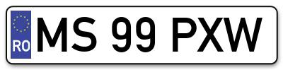 Placuta inmatriculare numar auto  MS-99-PXW, MS 99 PXW, MS99PXW