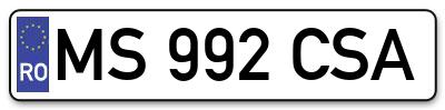 Placuta inmatriculare numar auto  MS-992-CSA, MS 992 CSA, MS992CSA
