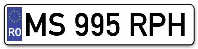 Placuta inmatriculare numar auto  MS-995-RPH, MS 995 RPH, MS995RPH