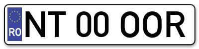 Placuta inmatriculare numar auto  NT-00-OOR, NT 00 OOR, NT00OOR