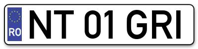 Placuta inmatriculare numar auto  NT-01-GRI, NT 01 GRI, NT01GRI