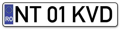 Placuta inmatriculare numar auto  NT-01-KVD, NT 01 KVD, NT01KVD