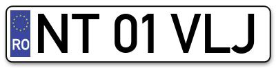 Placuta inmatriculare numar auto  NT-01-VLJ, NT 01 VLJ, NT01VLJ