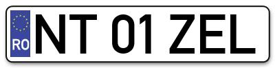 Placuta inmatriculare numar auto  NT-01-ZEL, NT 01 ZEL, NT01ZEL