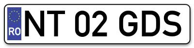 Placuta inmatriculare numar auto  NT-02-GDS, NT 02 GDS, NT02GDS