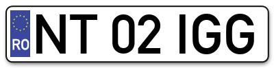 Placuta inmatriculare numar auto  NT-02-IGG, NT 02 IGG, NT02IGG