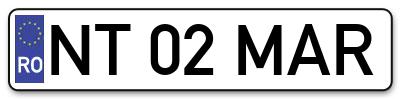 Placuta inmatriculare numar auto  NT-02-MAR, NT 02 MAR, NT02MAR