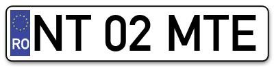 Placuta inmatriculare numar auto  NT-02-MTE, NT 02 MTE, NT02MTE