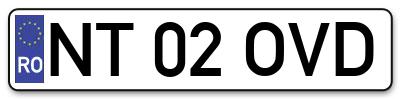 Placuta inmatriculare numar auto  NT-02-OVD, NT 02 OVD, NT02OVD