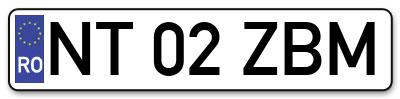 Placuta inmatriculare numar auto  NT-02-ZBM, NT 02 ZBM, NT02ZBM