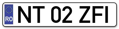 Placuta inmatriculare numar auto  NT-02-ZFI, NT 02 ZFI, NT02ZFI
