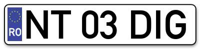Placuta inmatriculare numar auto  NT-03-DIG, NT 03 DIG, NT03DIG