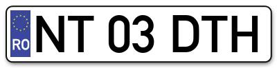 Placuta inmatriculare numar auto  NT-03-DTH, NT 03 DTH, NT03DTH