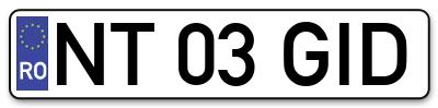 Placuta inmatriculare numar auto  NT-03-GID, NT 03 GID, NT03GID