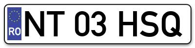 Placuta inmatriculare numar auto  NT-03-HSQ, NT 03 HSQ, NT03HSQ
