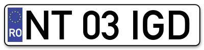 Placuta inmatriculare numar auto  NT-03-IGD, NT 03 IGD, NT03IGD