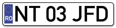 Placuta inmatriculare numar auto  NT-03-JFD, NT 03 JFD, NT03JFD