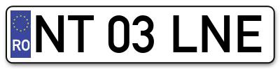 Placuta inmatriculare numar auto  NT-03-LNE, NT 03 LNE, NT03LNE