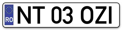 Placuta inmatriculare numar auto  NT-03-OZI, NT 03 OZI, NT03OZI