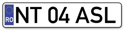 Placuta inmatriculare numar auto  NT-04-ASL, NT 04 ASL, NT04ASL