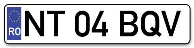Placuta inmatriculare numar auto  NT-04-BQV, NT 04 BQV, NT04BQV