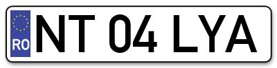 Placuta inmatriculare numar auto  NT-04-LYA, NT 04 LYA, NT04LYA