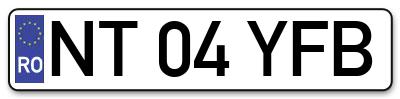Placuta inmatriculare numar auto  NT-04-YFB, NT 04 YFB, NT04YFB