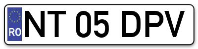 Placuta inmatriculare numar auto  NT-05-DPV, NT 05 DPV, NT05DPV