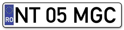 Placuta inmatriculare numar auto  NT-05-MGC, NT 05 MGC, NT05MGC